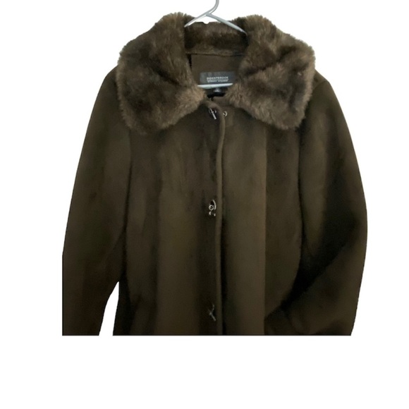 Vintage Donny Brook Suede Feel w/ Faux Fur Trim & Lining Woman’s Winter Coat 1X - Picture 6 of 11